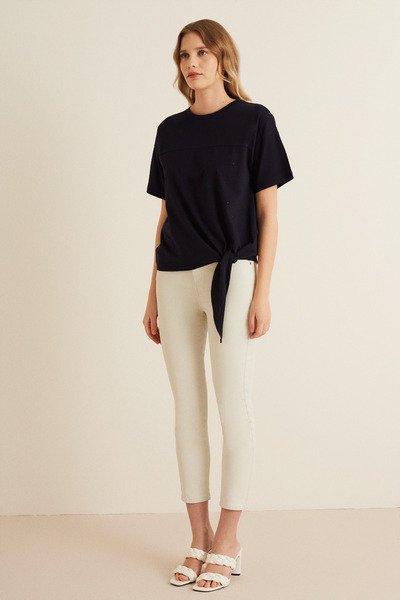 Naramaxx Dokuma Karışımlı Bağcıklı Penye Bluz