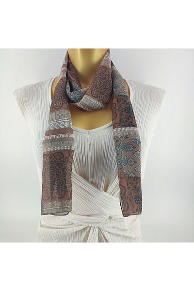 Tedz Collection وشاح طويل بني منقوش ماندالا من PAREDORA