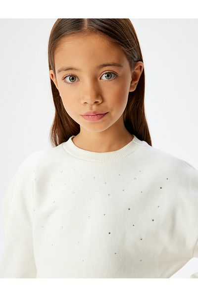 Koton Mikina Stone Detailed Crew Neck s dlouhým rukávem