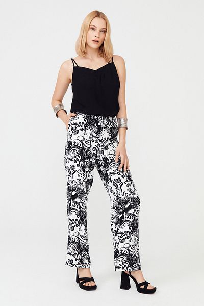 Naramaxx Wide Leg Patterned Trousers