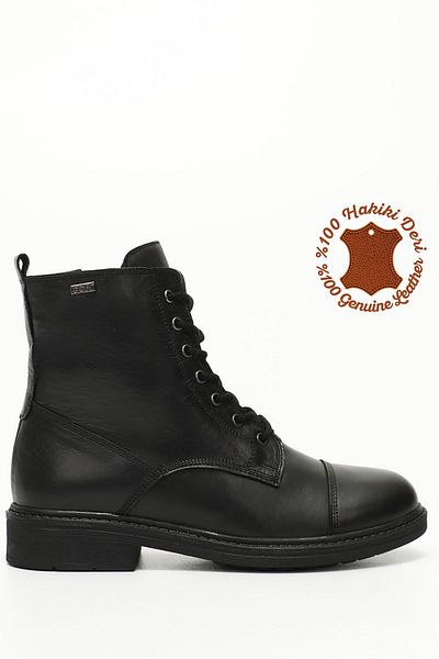 GÖNDERİ(R) Women/Girls Black Zippered Genuine Leather Boots
