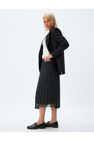 Koton Mit hoher Taille gefütterter, gepunkteter, plissierter Chiffonrock in Midi-Länge
