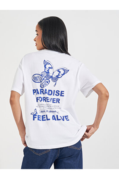 Styli Oversized Butterfly Graphic T-Shirt with Dropped Shoulder