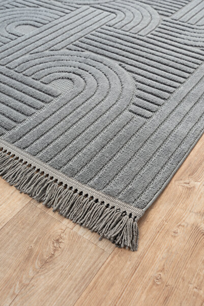 Colore Home Liya Iskandinav Bukle Dokuma Antrasit Halı Salon Halısı Yolluk
