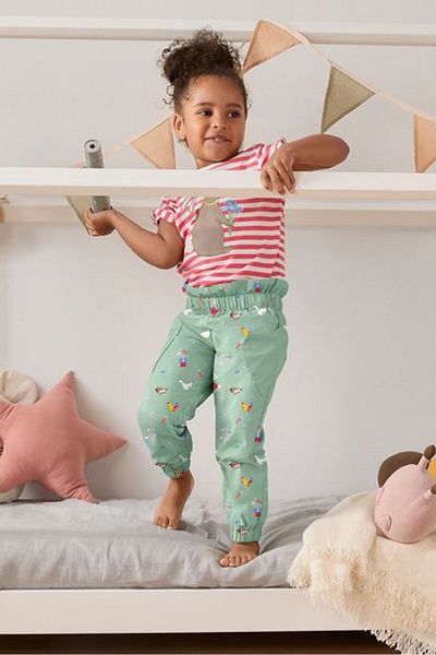 Tchibo Kids Girl Allover Print Pull On Pajama Pants, Green