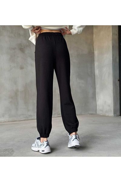 UYN SPORT Plus Size Black Raised Sweatpants - Elastic Leg Joggers