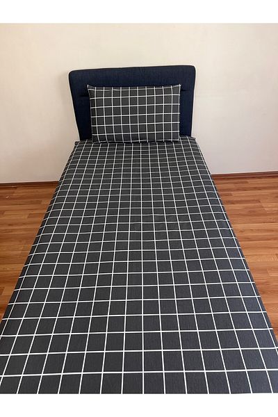 Touch Fitted Elastic Sheet Set (Pillowed) Single Double Plaid Anthracite