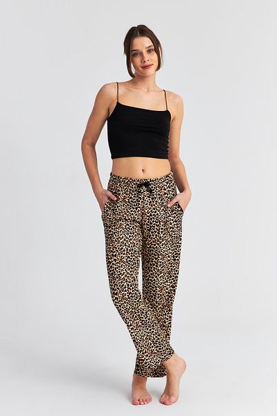 Ecrou Γυναικείο παντελόνι πιτζάμα Leopard Suede