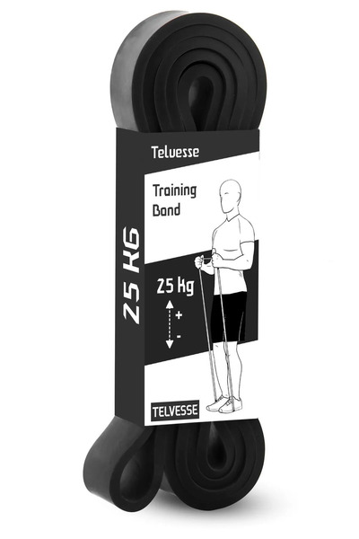 Ozsport 25kg Resistance Band Muscle Building Rubber Fitness Pilates Cross Training Band Black-Hard