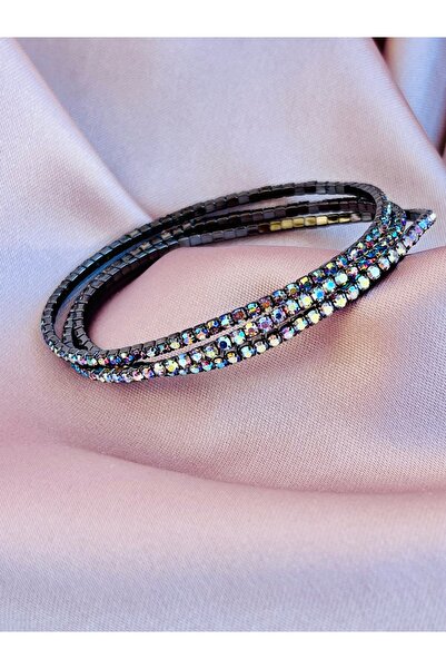 COCOSH TAKI Hologram parlak renkli zirkon taşlı çoklu 3 lü kombin lastikli bi...