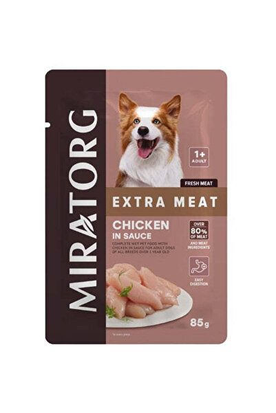 Miratorg طعام رطب من EXTRA MEAT مع دجاج بالصلصة لجميع سلالات الكلاب - 85 جرام