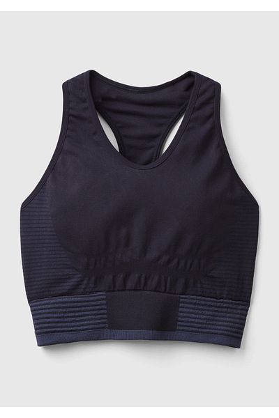 United Colors of Benetton Γυναικείο σκούρο μπλε ναυτικό λογότυπο στην πλάτη με κεντημένο λουράκι με λεπτομέρεια και υποστήριξη Sportsman Crop Top