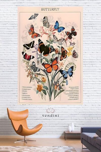 Vendini سجادة طائرة منقوشة على شكل فراشة على الوجهين - هديتنا للتعليق