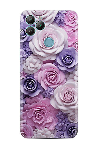 General Mobile GM22 Kılıf HD Resim Baskılı Mor Güller StKd -029