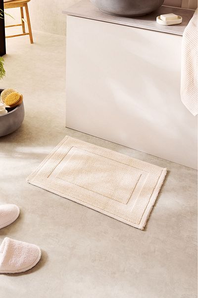 Ocean Home Textile Πλένεται Βαμβακερό Χρώμα Εκρού Χαλάκι Μπάνιου 40 x 60 cm