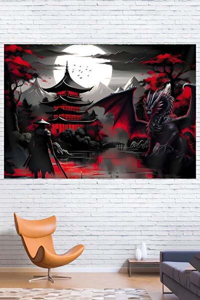 Vendini Samurai Ve Ejderhalar Ülkesi Duvar Örtüsü Duvar Halısı Wall Tapestry