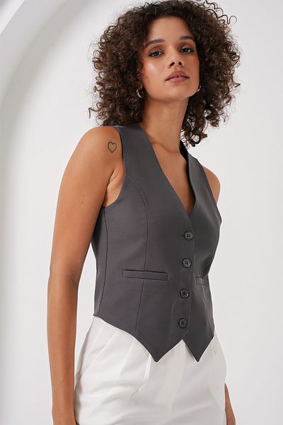Bigdart 6796 Model Smoked Color Vestă țesută scurtă