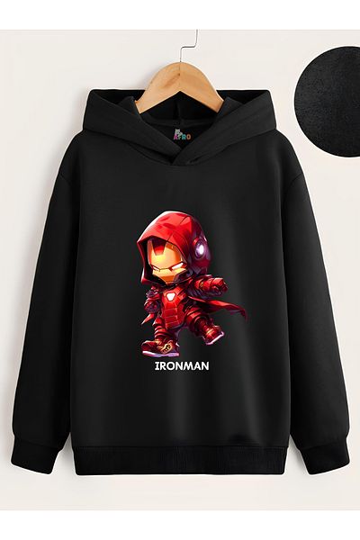 GLOWES Hanorac cu glugă cu imprimeu Marvel Ironman pentru fete și băieți