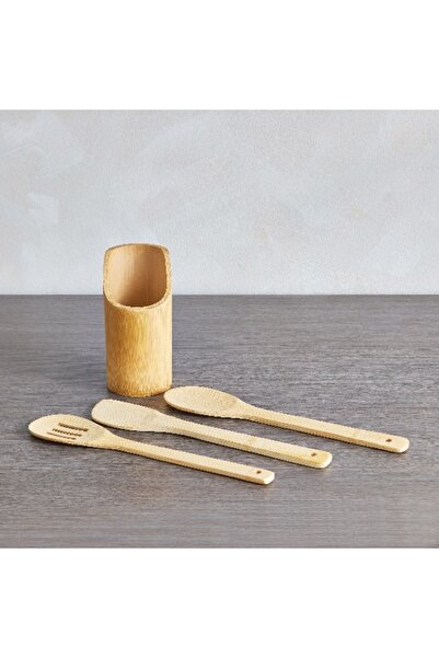 Home Box Bamboo Kitchen Tool 4-Piece Set with Holder
