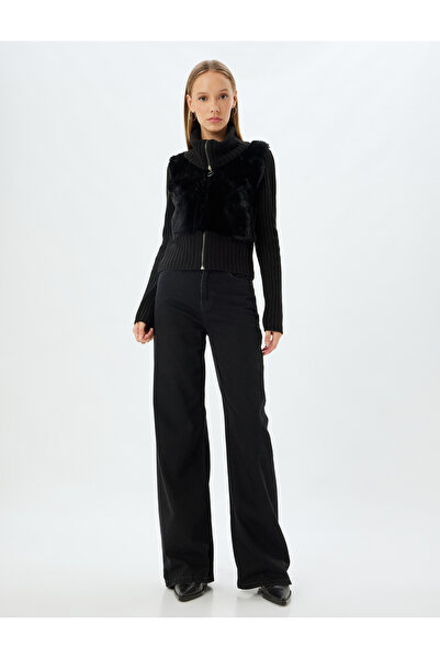 Koton Ζακέτα από ψεύτικη γούνα, γιακάς με φερμουάρ, λεπτή εφαρμογή