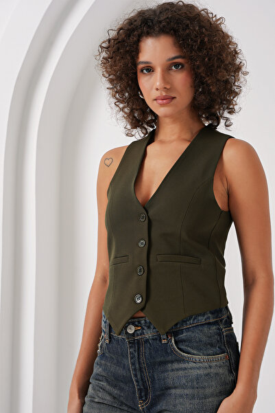 Bigdart 6796 Kısa Dokuma Yelek - Haki