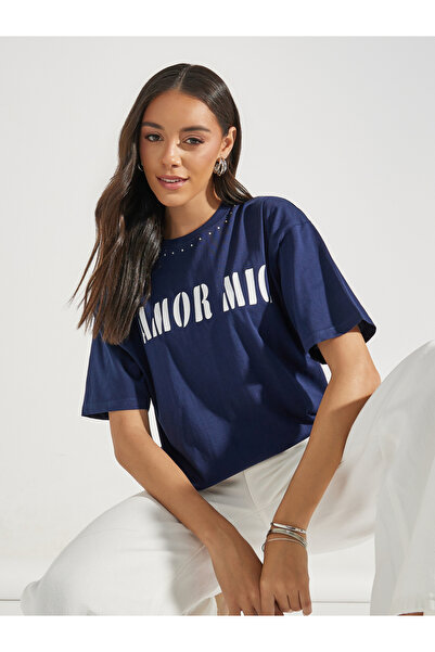 Styli بدلة رياضية طويلة كبيرة الحجم بشعار Amor Mio