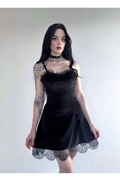DarkellaStore Gothic Punk Victorian Design Lace Velvet Dress, Gothic Dress, H...