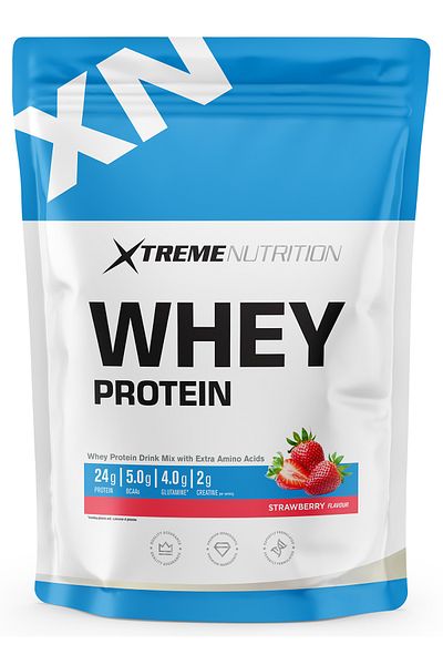 Xtreme Nutrition 512 g Strawberry Flavored Whey Protein Powder - 16 Serve Includes Bcaa+Glutamin+Creatine