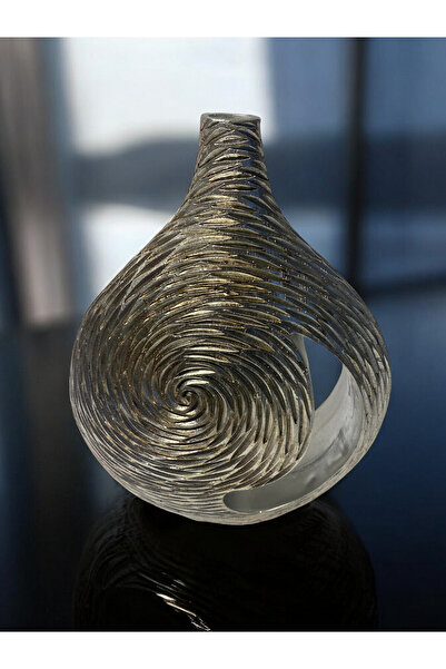 Hanlar Home Διακοσμητικό βάζο με λεπτομερή κοπή σε ασημί χρώμα