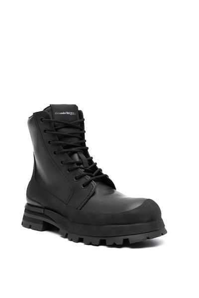 ALEXANDER MCQUEEN Full Leather Lace-Up High Sneakers