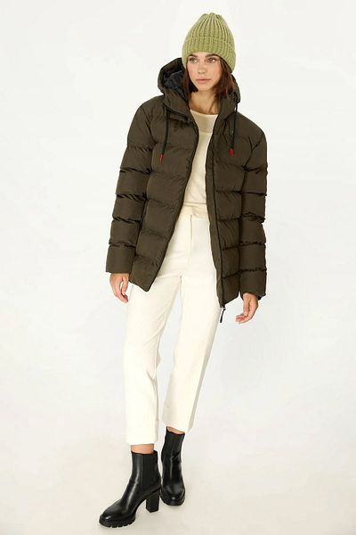 QAWWA Women's Khaki Water and Windproof Padded Coat
