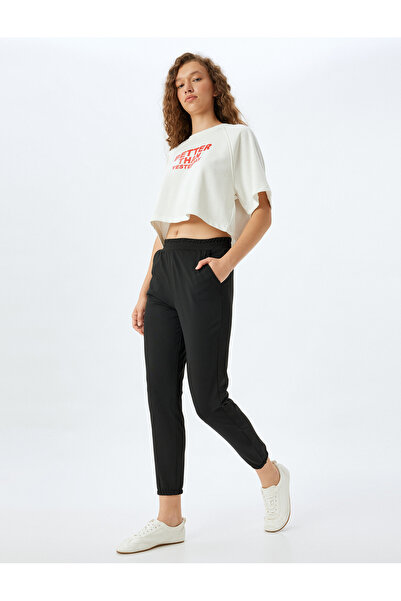 Koton Jogger Sweatpants Elastic Waist Pocket Detail Low Waist Interlock