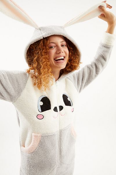 YOYOSO Σετ πιτζάμες Ecrou Γυναικεία Γκρι Cute Rabbit Welsoft Jumpsuit