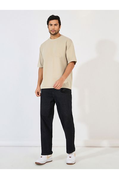 Styli تي شيرت Eco-Earth Terry كبير الحجم مع جيب رقعة