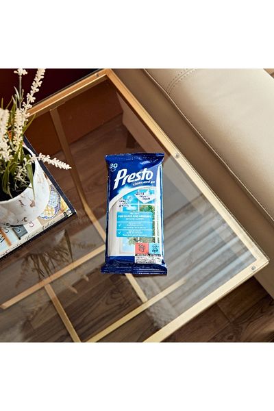 Presto 30- Pieces Wet Wipes for Mirrors and Windows