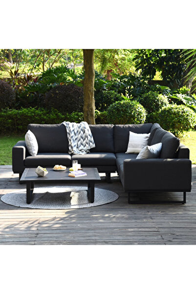 SCY Govarnete Metal Ayaklı Bahçe Mobilyası Modern Tasarım L Köşe Koltuk Takım...