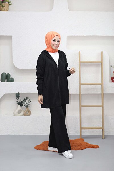 AVSARWEAR Kadın Ekstra Kalın Kumaş Simli Triko Takım