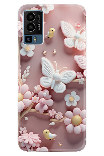 General Mobile 23 Kılıf HD Resim Baskılı Pembe Kelebekler StKd -088