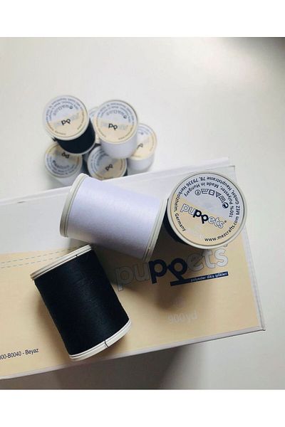 Puppets Black and White 820 Meter Two Pieces of Sewing Lines (Suitable for Hand and Machine Sewing)