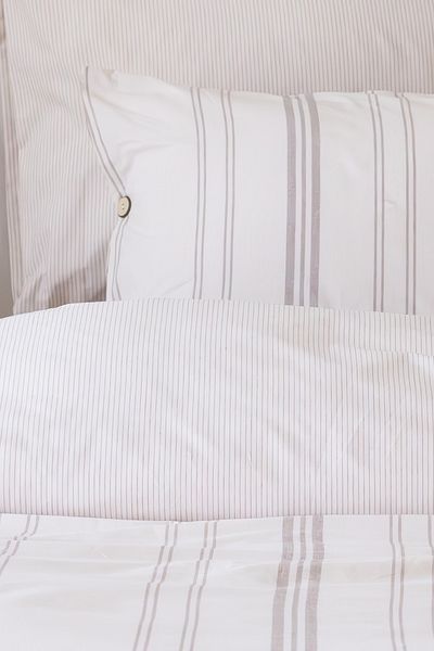 Tekstil Home Σετ Παπλωματοθήκη Bohemian Natural ριγέ διπλό με 4 μαξιλάρια και ελαστικά σεντόνια κρέμα