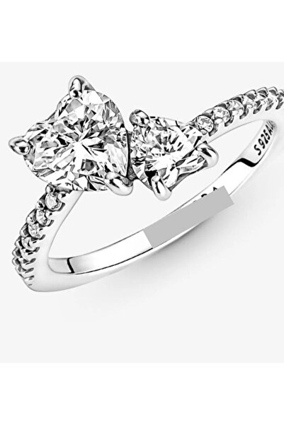 Hector&Co. Jewellery Işıltılı Çift Kalpli Yüzük