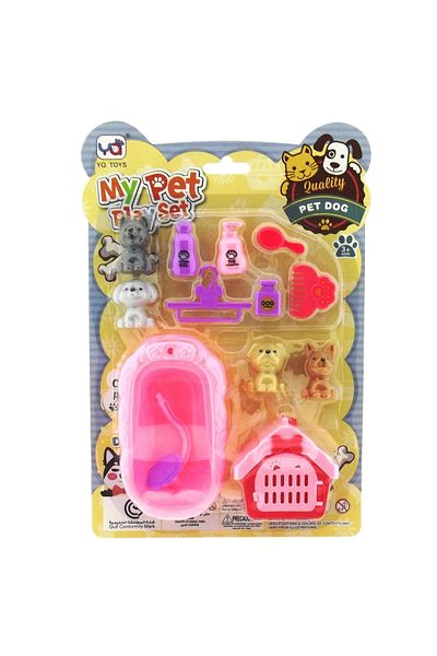 FEN TOYS Pet Care Set with Pink Bathtub