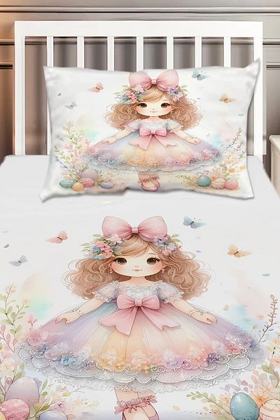 Else Dekor Little Princess Patterned Girl's Single Decorative Bedspread with Pillowcase