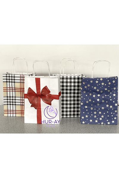 HUR-AY PACK 4 Patterned Gift Paper / Carton Bag / 18X24 cm / 4 Different Patterned / 4 Pieces
