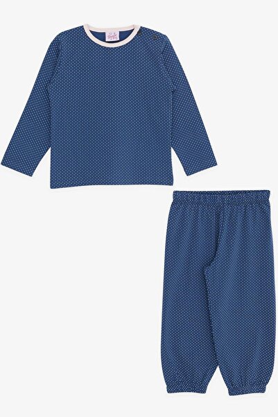 Breeze Kız Bebek Pijama Takımı Puantiye Desenli 9 Ay-3 Yaş, Lacivert