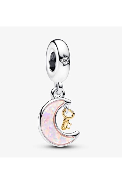 Lovecharms İki Renkli Anahtar ve Ay Sallantılı Charm
