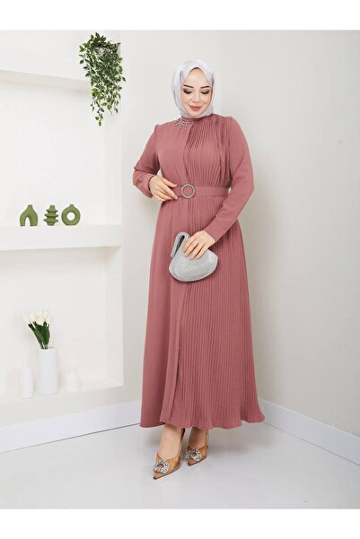 SHİROSA Γυναικείο Φόρεμα Αερομπιν Υφασμάτινο Τζιλάμπα με Πλισέ