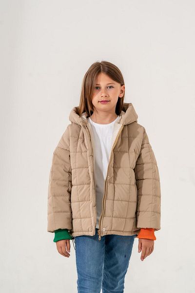 GİYİCEM Quadratisch Quadratisch Quadratisch Coat with Hood for Girls