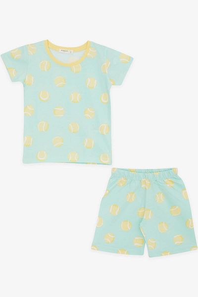 Breeze Girls & Boys Baby Boy Shorts Pajama Set, Tennis Ball Patterned, 9 Months-3 Years, Water Green