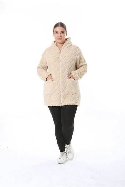xlargebutik Plus Size Vi?Zon Long Sleeve Plush Fleece New? Season Sicacik Soft